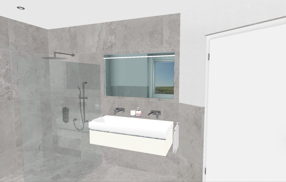 3D-Visualisierung eines geplanten Badezimmers