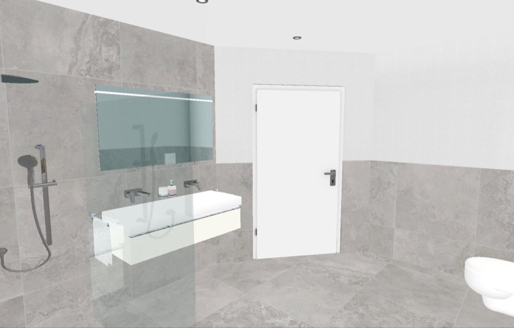 3D-Visualisierung: Badplanung mit Wanne und Duschbereich